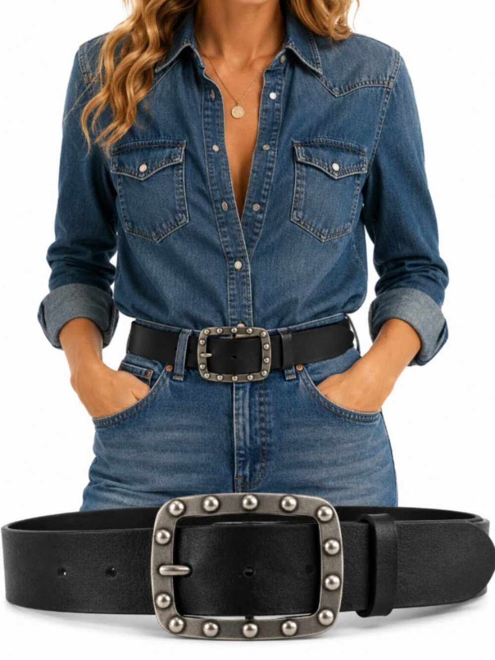 Ralph Lauren Black Leather Belt with Sculpted Silver Buckle size large